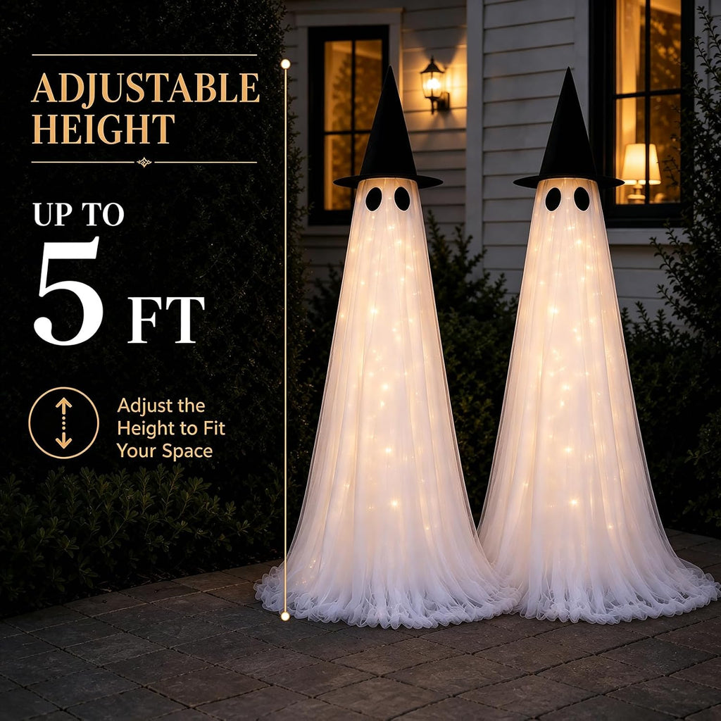 2 Pack 5 Ft Large Light Up Ghost Decor - Halloween Decorations Outdoor